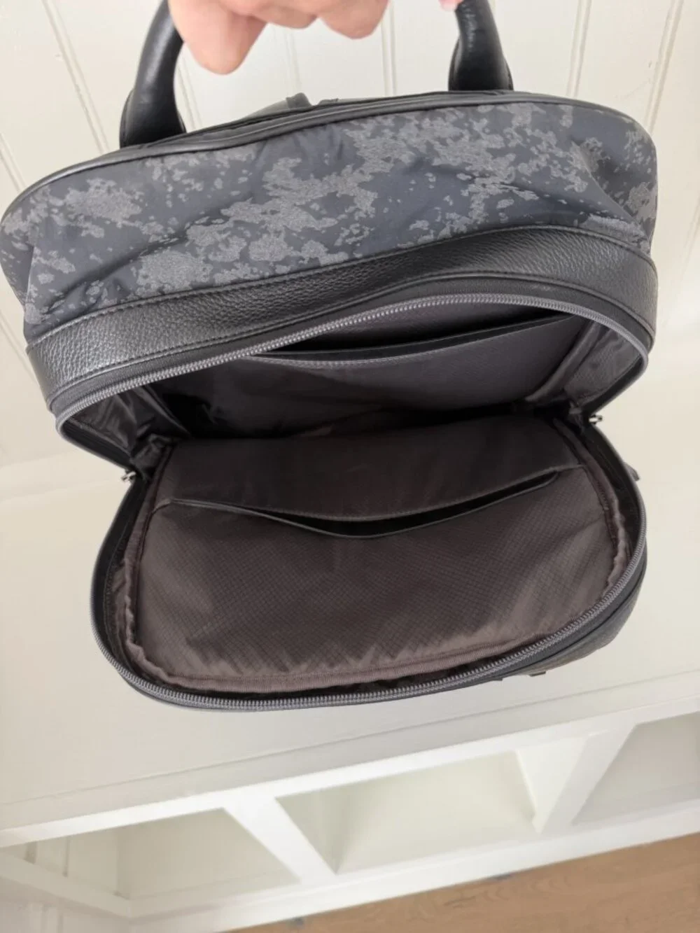 Tumi Dalston Massie Camo Nylon & Leather Laptop Backpack — Black Grey